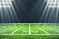 Perspective of football field. Football stadium with white lines marking the pitch. Perspective elements.Ragby football field with Royalty Free Stock Photo