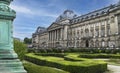 Perspective front view of the main facade of the 19th century Royal Palace of Brussels Royalty Free Stock Photo