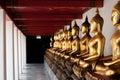 Perspective of gold buddha statue in temple Royalty Free Stock Photo