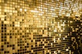 Perspective of gold square mosaic tiles for texture background