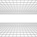 Perspective graphic grid in linear style. Black silhouette on a white background