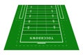 Perspective green american football half field. View from front. Rugby field with line template. Vector illustration stadium