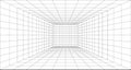 Perspective grid background 3d Vector illustration. Model projection background template. Line one point perspective