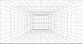 Perspective grid background 3d Vector illustration. Model projection background template. Line one point perspective Royalty Free Stock Photo