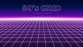 Perspective grid, retro 80s design element, neon colors