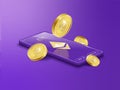 Trade Ethereum ETH on mobile through the system Cryptocurrency. Royalty Free Stock Photo