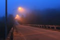 Perspective landscape concrete road bridge with lamppost in nigh