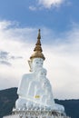 Perspective line from Religious Buddhism in Thailand. Five Buddha Statues, Temple Relics Cliff Hide Glass, Famous Traveling Place