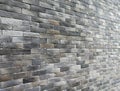 Perspective modern grey brick wall background, Soft focus