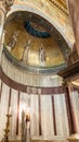 Perspective of mosaic decorating dome interior in roman catholic church Royalty Free Stock Photo