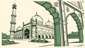 Perspective Mosque Arch Vector Illustration, vector design Generative AI Royalty Free Stock Photo