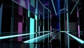 Perspective neon styled black room