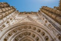 Perspective of the Prince\'s Gate facade with Gothic details of the Cathedral, Seville SPAIN Royalty Free Stock Photo