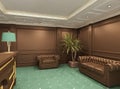 Perspective of reception hall with sofa