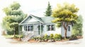 Serene Watercolor Cottage: A Lively Illustration Of Modular Design