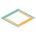 Perspective rhombus logo, diamond double logo, flat icon