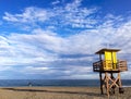 Perspective of Sandy beach. Blue turqoise waters in spanish coasts