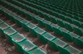 perspective from the sector of green seats in the tribunes of the stadium