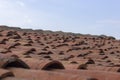 Perspective shoot of roof tiles with blue sky background Royalty Free Stock Photo