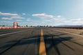 perspective shot of empty drag strip from start line