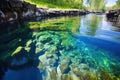 a perspective shot of a freshwater spring, showing water clarity