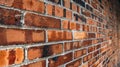 Perspective, side view of old red brick wall texture background Royalty Free Stock Photo