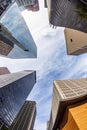 perspective of skyscraper i Houston from street level in Houston, Texas