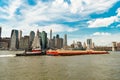 perspective skyscraper of manhattan. modern skyscraper building in midtown. architectural building in metropolis city Royalty Free Stock Photo