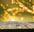 Perspective textured of top old wood table with beautiful blur