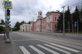 Perspective of Timiryazevskaya street with view of the building of Russian State Agrarian University in Moscow, Russia.