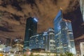 A Perspective of the Towers of La Defense Business District at Night Cloud Buildings Royalty Free Stock Photo