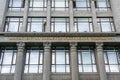 Perspective view from the bottom on a facade of the building of the Ministry of Finance