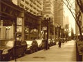 A winter morning perspective in Chicago in sepia finish Royalty Free Stock Photo