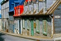 Colorful historic houses along Quebec city street.