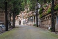 Graves and footpath on Montjuic Cemetery, Barcelona, Spain Royalty Free Stock Photo