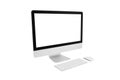 Perspective view desktop computer modern style with simplicity blank screen isolated on white background