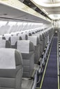 Perspective view of empty aircraft seats