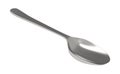 perspective view of empty metal spoon with clipping path isolated on white background Royalty Free Stock Photo