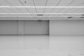 Perspective view of Empty Space Classic Monotone Black White Office Room with Row Ceiling LED Light Lamps and Lights Shade on Wall
