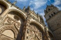 Perspective view of the facade and tower of the cathedral of Salamanca, Spain Royalty Free Stock Photo