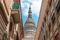 Perspective view of famous Cupola of San Gaudenzio Basilica in Novara city, Italy. Dome and belfry of San Gaudenzio