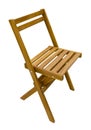Perspective view of a folding wooden chair, isolated