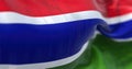 Close-up view of the Gambia national flag waving in the wind