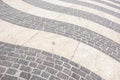 Perspective View of Grunge Cracked White Marble Brick Stone on The Ground for Street Road. Sidewalk, Driveway, Pavers Royalty Free Stock Photo