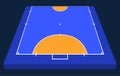 Perspective view half Field for futsal. Orange Outline of lines futsal field Vector illustration