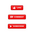 Like, comment, and subscribe icon button. Royalty Free Stock Photo