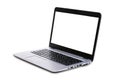 Perspective view of Laptop computer with blank screen isolated on white background. Clipping Path include in this image Royalty Free Stock Photo