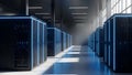 Futuristic Data Center with Server Racks Royalty Free Stock Photo
