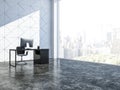 White diamond tiles manager office interior loft