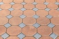 View Monotone brown Brick Stone Pavement on The Ground for Street Road Royalty Free Stock Photo